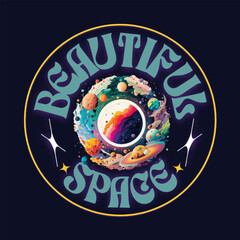 Beautiful Space Vector Art, Illustration, Icon and Graphic