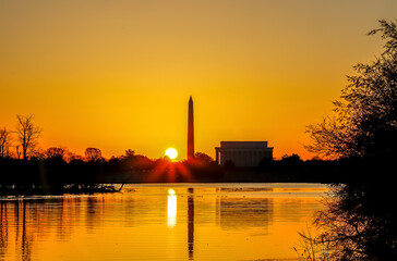 Spring equinox at sunrise of the National Mall, DC	