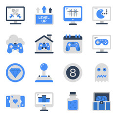 Pack of Computer Games Flat Icons 

