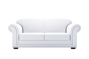 white sofa isolated on a transparent background, generative ai