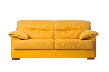 yellow sofa isolated on a transparent background, generative ai