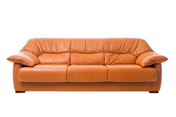 orange sofa isolated on a transparent background, generative ai