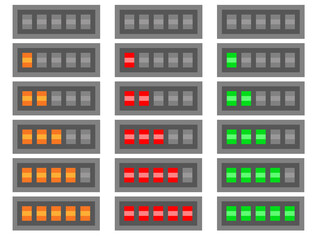 Pixel illustration of energy bars in 3 colors