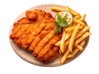 Wiener schnitzel on transparent background,PNG, generated AI.