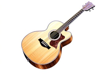 acoustic guitar isolated on white background. Generated by AI.