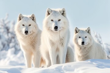 Naklejka na ściany i meble Majestic Arctic Wolves