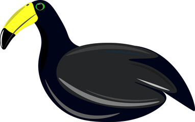 Toucan on a white background, children's drawing.