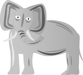 Funny elephant, on a white background, children's drawing.