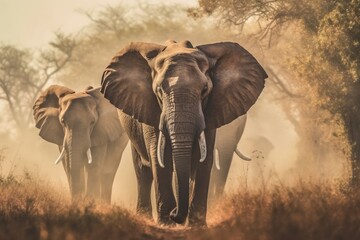 Naklejka na ściany i meble Majestic African Elephants