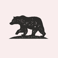 Obraz na płótnie Canvas Vintage Rustic Grunge Texture Bear Silhouette Logo Illustration