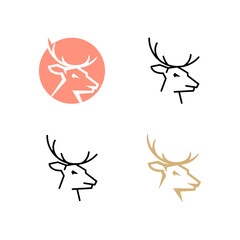 Set of Deer Head Logo Design Vector