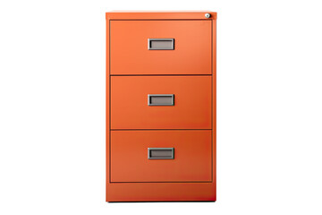 orange filing cabinet isolated on a transparent background, generative ai - obrazy, fototapety, plakaty