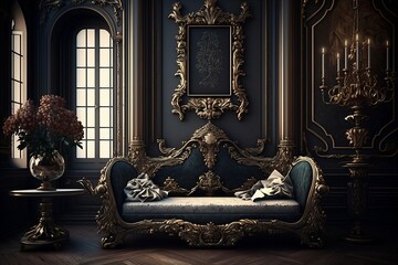 Illustration of luxury baroque interior design