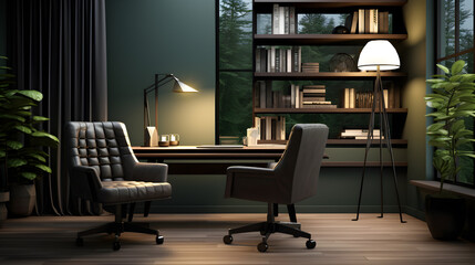 Working space, Wome office concept, Elegant stylish minimal home decor, 3d render, Generative AI