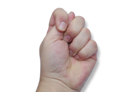 Simbolo e sinal com as mãos de uma pessoa.