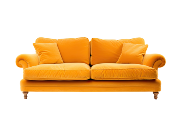 yellow sofa isolated on a transparent background, generative ai