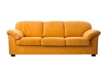 yellow sofa isolated on a transparent background, generative ai