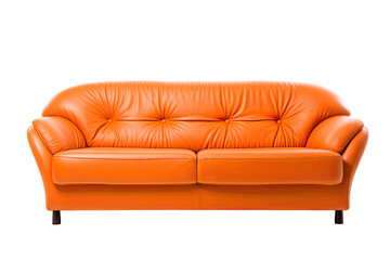 orange sofa isolated on a transparent background, generative ai