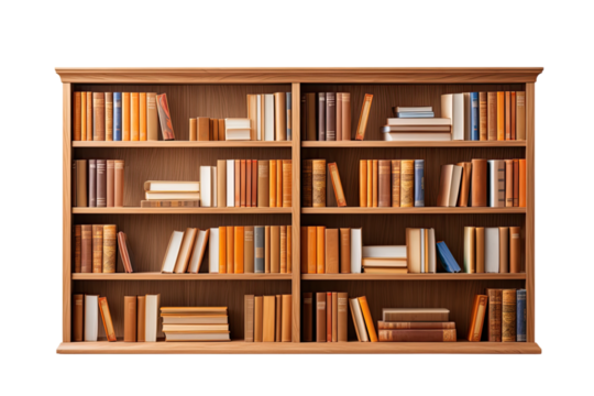 bookshelf isolated on a transparent background, generative ai