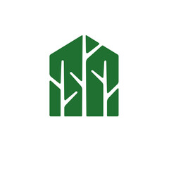House and tree logo design vector isolated, abstract tree logo design inspiration