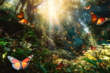 Fototapeta na wymiar Serene Butterfly Forest