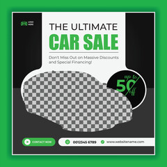 The Ultimate car Super sale social media post advertising banner template, rent a car social media banner design, editable social media marketing square flyer