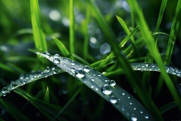 dew drops on the grass blade