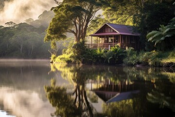 Fototapeta premium Tranquil Lakeside Retreat