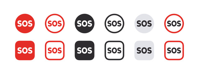 SOS Emergency icons set. SOS help service signs. Vector scalable graphics