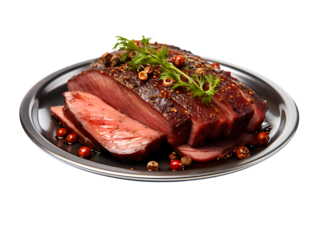 cured beef brisket on transparent background,PNG, generated AI.