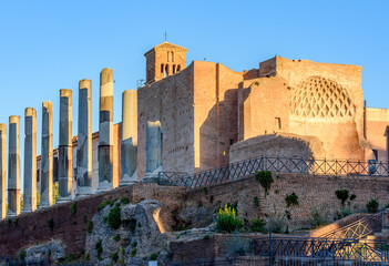 Temple of Venus and Roma in Roman Forum, center of Rome, Italy © Mistervlad
