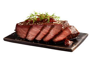 cured beef brisket on transparent background,PNG, generated AI.