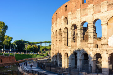 Ancient Colosseum (Coliseum) building in Rome, Italy - obrazy, fototapety, plakaty