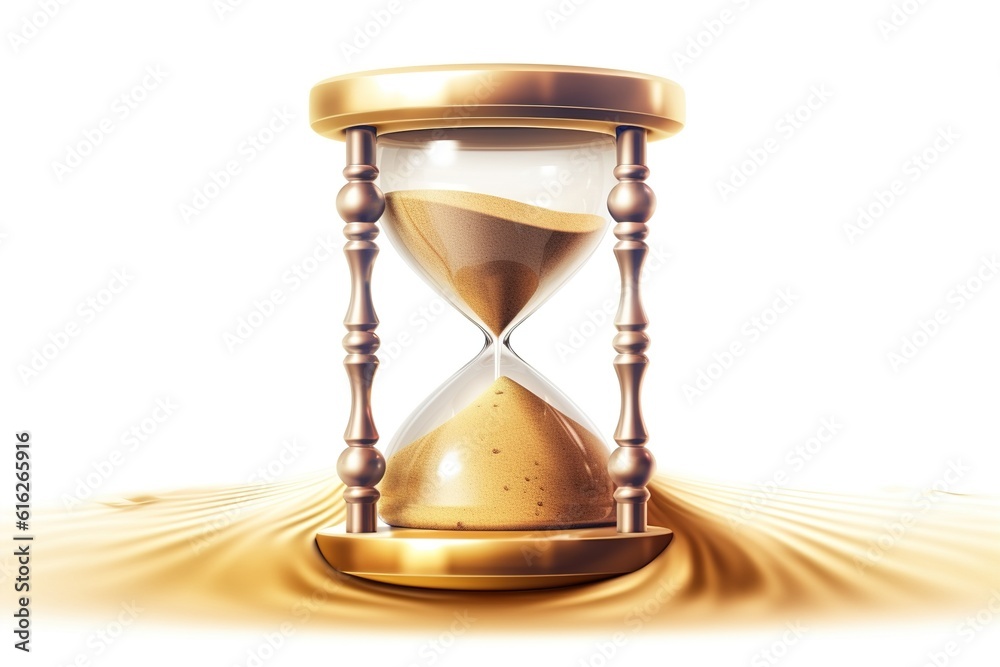 Aufkleber sand timer isolated on white background. Generated by AI.
