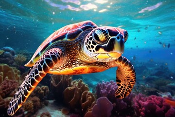 Fototapeta na wymiar Underwater Wonders Sea Turtles