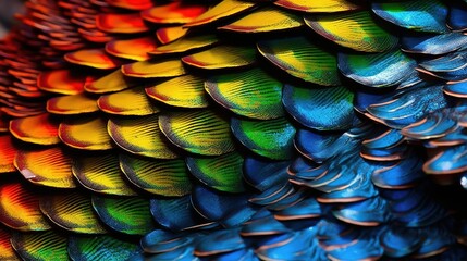 Closeup of the vibrant scales of a fish