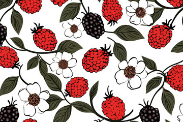 Himbeeren und Blumen, Hintergrundbild