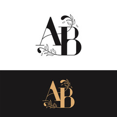 handdrawn wedding monogram AB logo