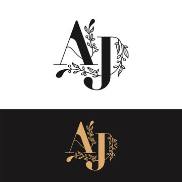 handdrawn wedding monogram AJ logo