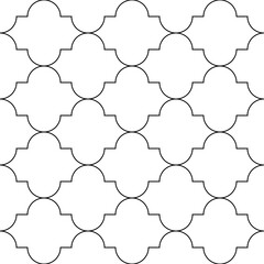 Seamless pattern with ogee ornament. Oriental traditional ornamentation with repeated rounded shapes. Window tracery wallpaper. Grid motif. Digital paper, textile print, web design. Vector art image.