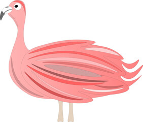 Funny pink flamingo, children's drawing