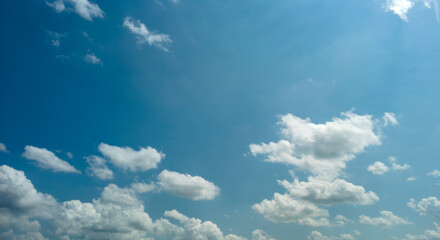 View of Blue Skies With Partly Clouded White Clouds on a Spring Day
