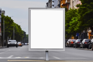 A street with cars parked on both sides of the road. Generative AI.