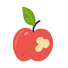 A bitten apple in a flat style isolated on a white background. fruit illustration.