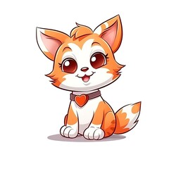 cute cat isolated on a white background cartoon style
