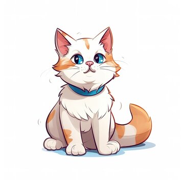 cute cat isolated on a white background comic style