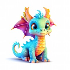 cute colorful dragon isolated on a white background