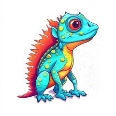 Fototapeta premium cute colorful lizard isolated on a white background