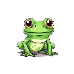Obraz premium cute small frog isolated on a white background comic style