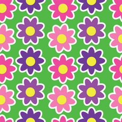 Y2K floral pattern. Funny funky retro flowers background